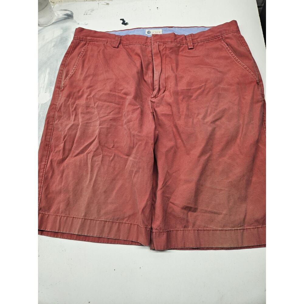 J Crew Chino Shorts Mens 36 Cotton Red Salmon Short Distressed
